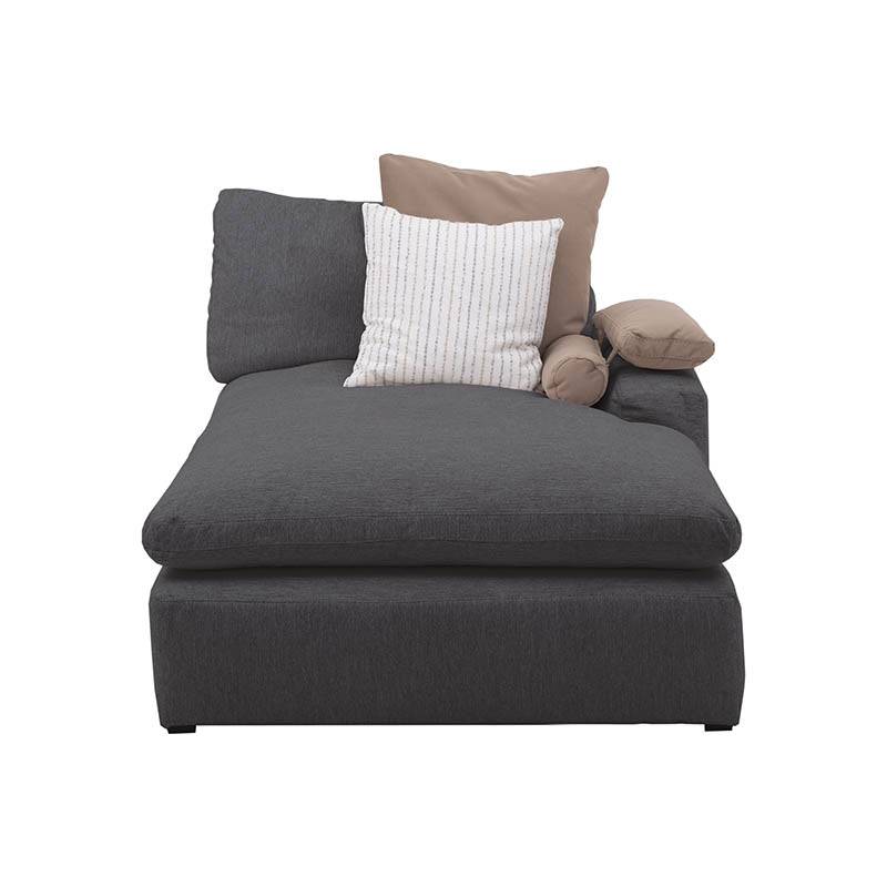 Sala Nube con chaise de color beige, estructura de madera de pino, tela suave y textura plana, dimensiones 116x92x173 cm.
