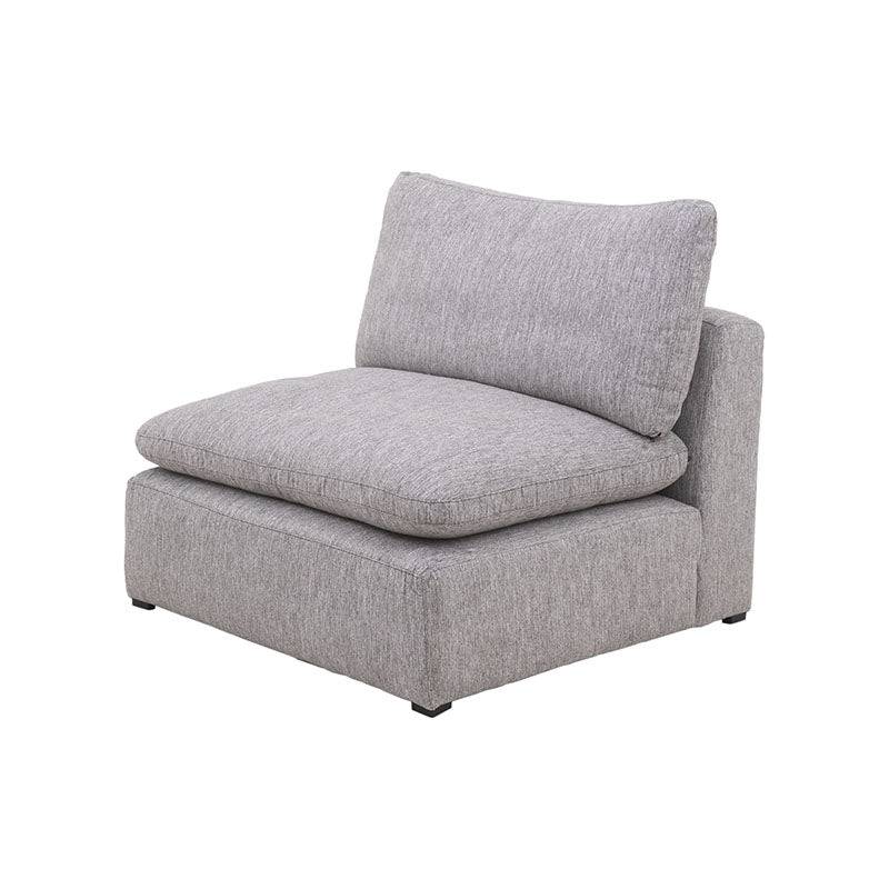 Sillón central de la sala Nube de deurope.com.mx, módulo en tela beige con textura suave y estructura de madera de pino.