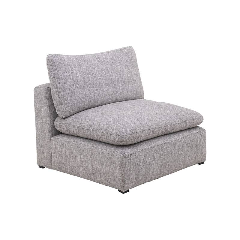 Sillón central de la sala Nube de deurope.com.mx en tela beige con textura suave, estructura de madera de pino, medidas 103x92x105 cm.
