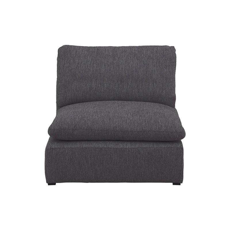 Sillón central de la sala Nube de Deurope en tela beige con textura suave y estructura de madera de pino.