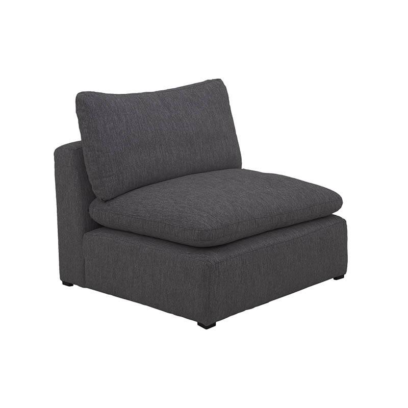 Sillón central de sala Nube deurope.com.mx, módulo beige con estructura de madera de pino, tela de tejido plano con textura suave.