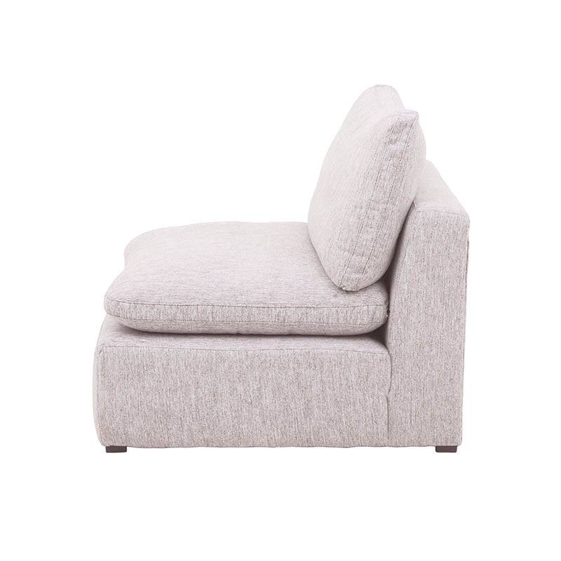 Módulo de sala Sala Nube deurope.com.mx, sillón central beige con tela de textura suave y estructura de madera de pino.