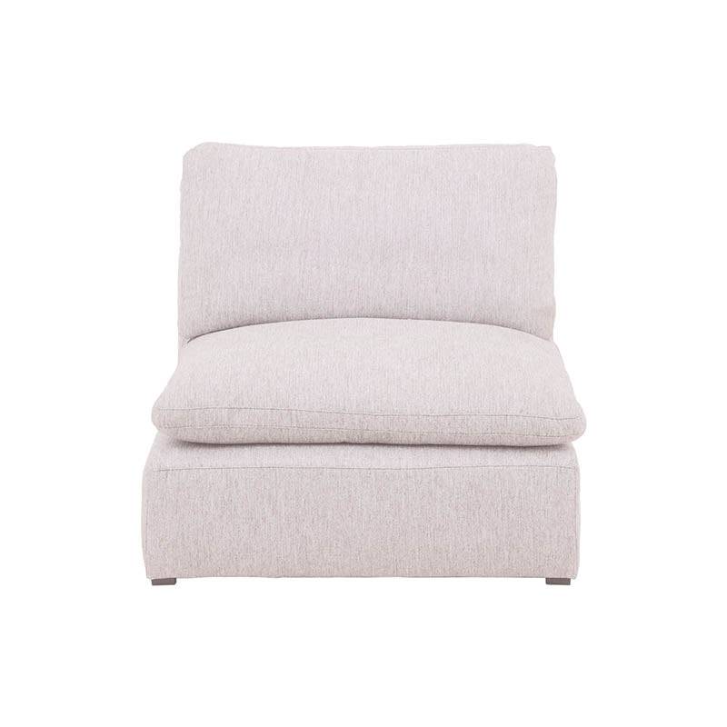 Sillón central de la sala Nube de deurope.com.mx, módulo beige con textura suave, estructura de madera de pino y diseño moderno.