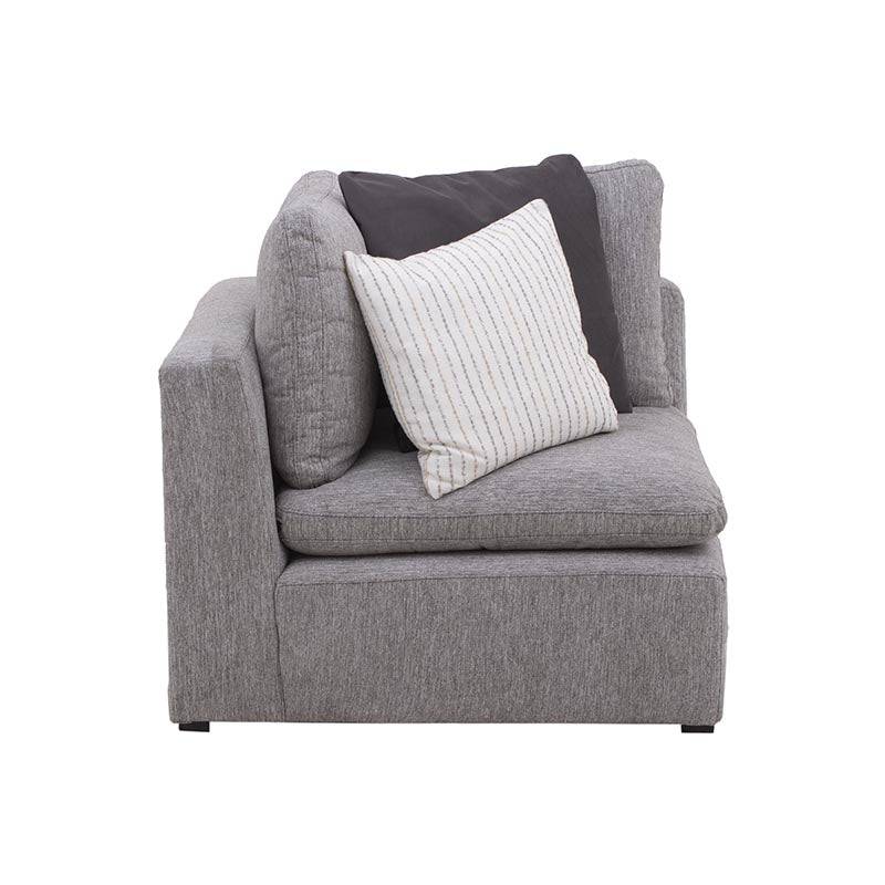 Módulo de sala Nube Esquinero en tela beige con textura suave y estructura de madera de pino, de deurope.com.mx