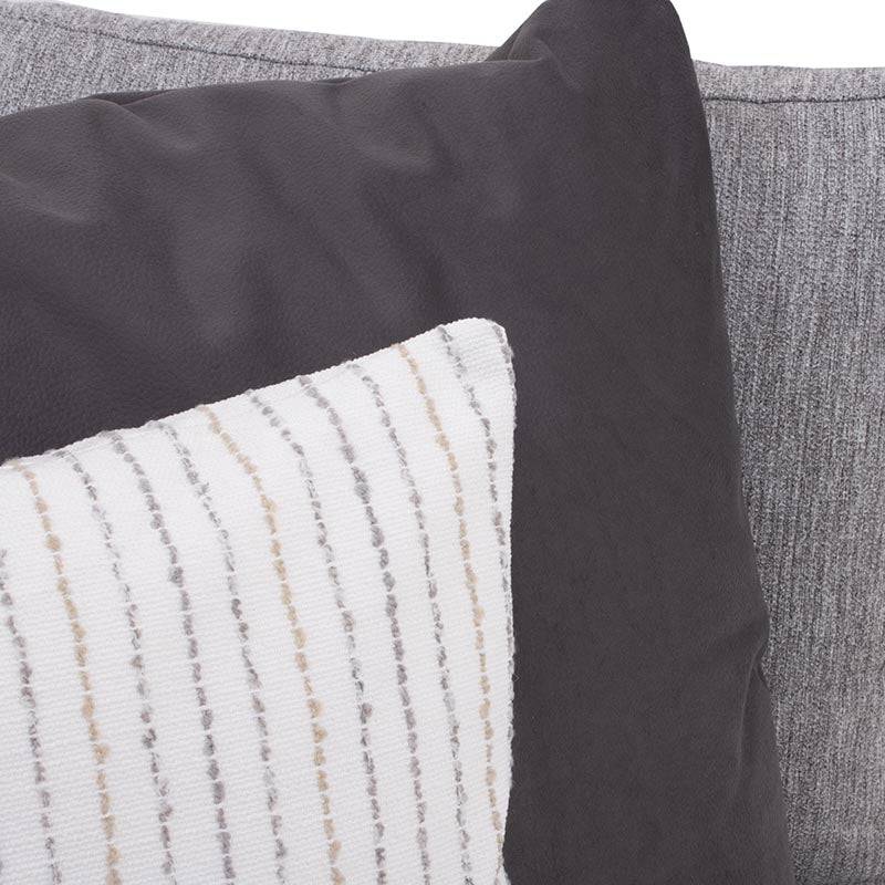 Módulo de sala Nube Esquinero deDeurope.com.mx en tela beige, con estructura de madera de pino y textura suave, vista frontal.
