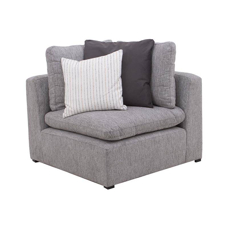 Módulo de sala Nube Esquinero de Deurope.com.mx, en tela beige con textura suave, estructura de madera de pino y dimensiones 103x92x63 cm