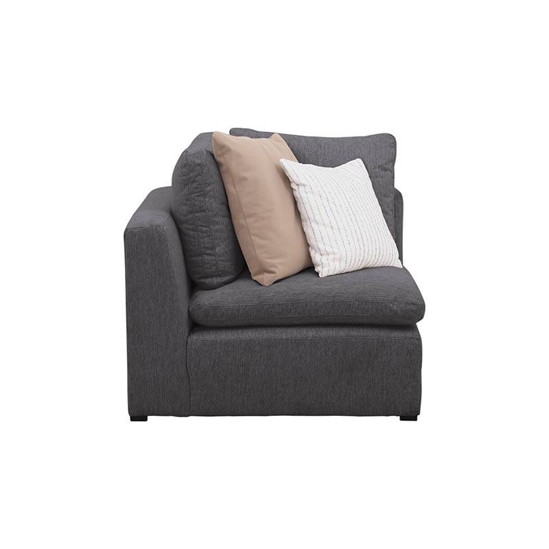 Módulo de sala Nube esquinero de Deurope con tela de tejido plano y textura suave, estructura de madera de pino en color beige.