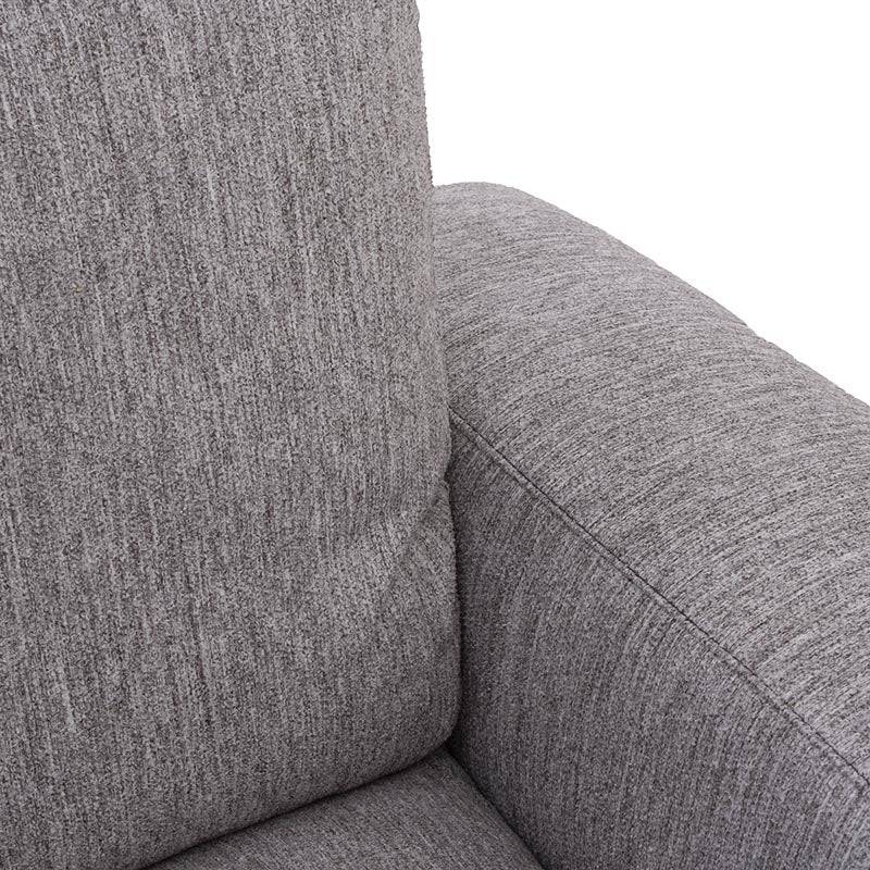 Sillón lateral individual de la sala Nube de Deurope en tela beige con textura suave y estructura de madera de pino.