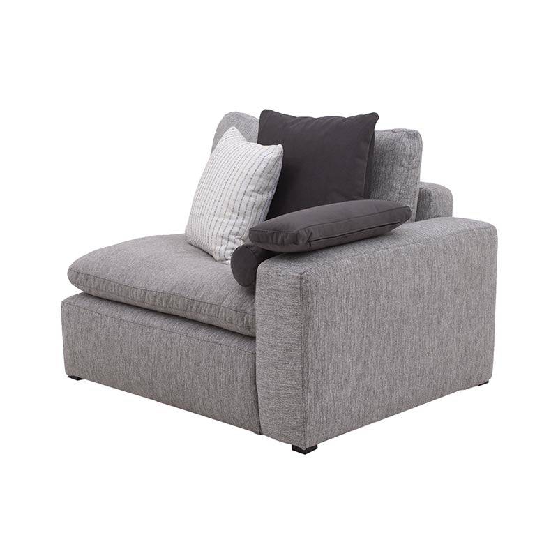 Sillón lateral de sala Nube de deurope.com.mx en tela beige con brazo derecho, estructura de madera de pino, tamaño 124x92x103 cm.