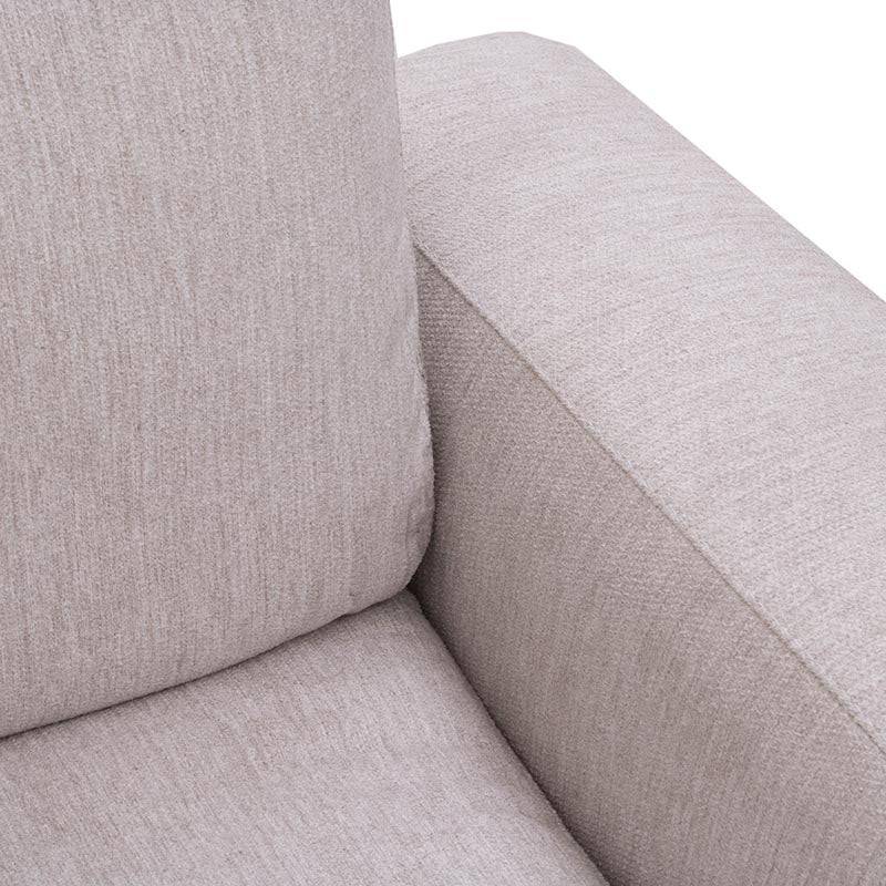Sillón lateral de sala Nube de Deurope, módulo individual en tela beige con brazo derecho y estructura de madera de pino.