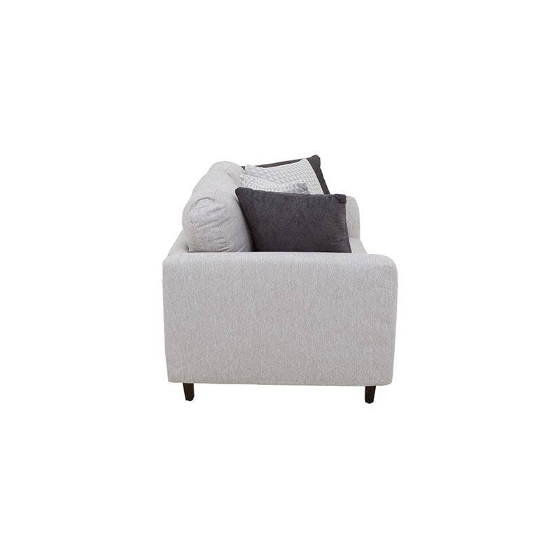 Juego de sala Sally de Deurope en tela beige con textura, sofá y sillones, medidas 209 cm alto, 82 cm fondo, 88 cm ancho.