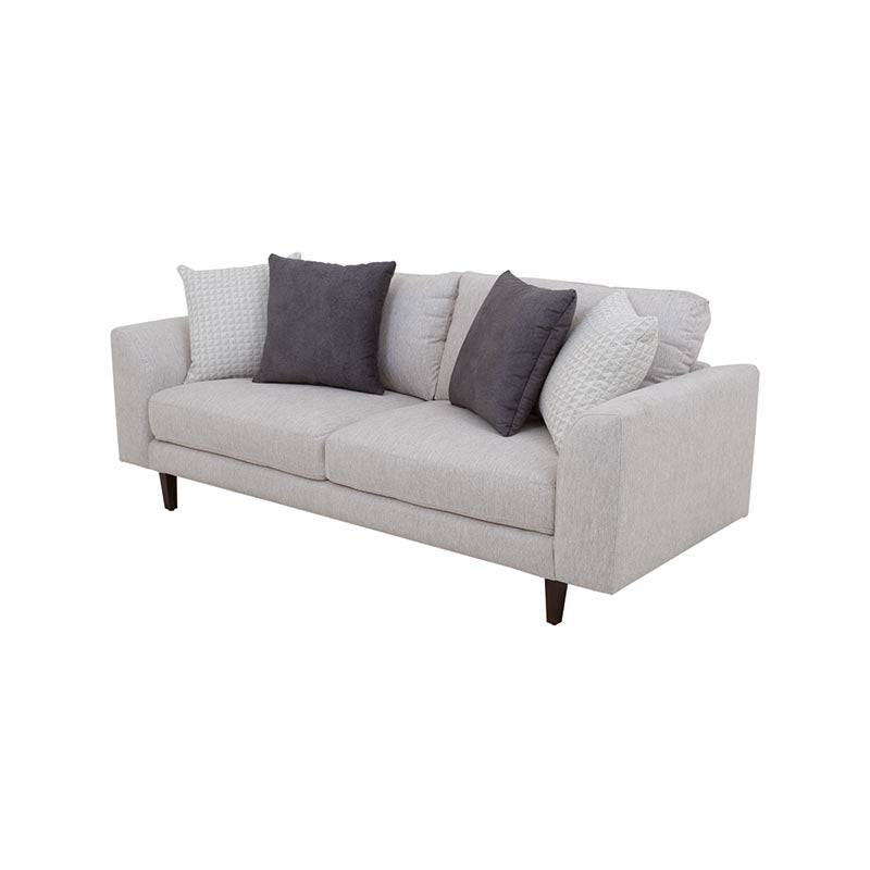 Juego de sala Sally de europe.com.mx en color beige con tejido plano, sofá y sillones, medidas 209x82x88 cm.
