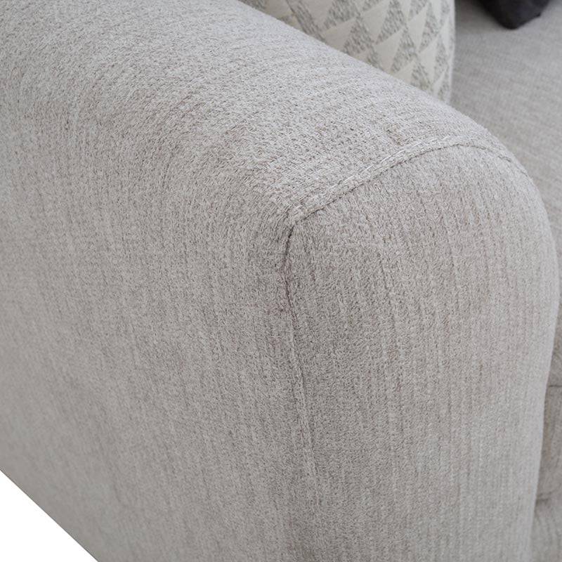 Juego de sala Sally de Deurope en tejido plano beige con textura, con sofá y sillones, dimensiones 209 cm alto, 82 cm fondo.
