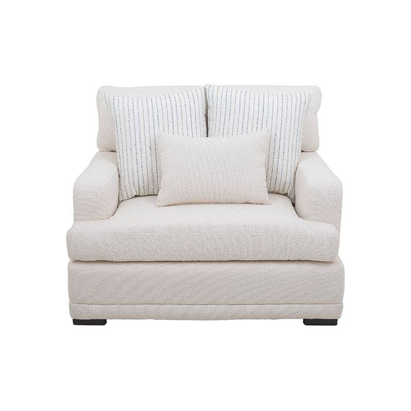 Sillón Oliver de tejido plano con textura afelpada en color blanco, con dimensiones de 123x97x107 cm, de deurope.com.mx