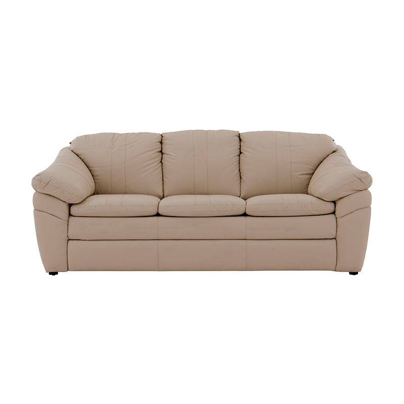 Juego de sala Marsella de Deurope con sofá de cuero en color latte, silla y love seat en estilo moderno.