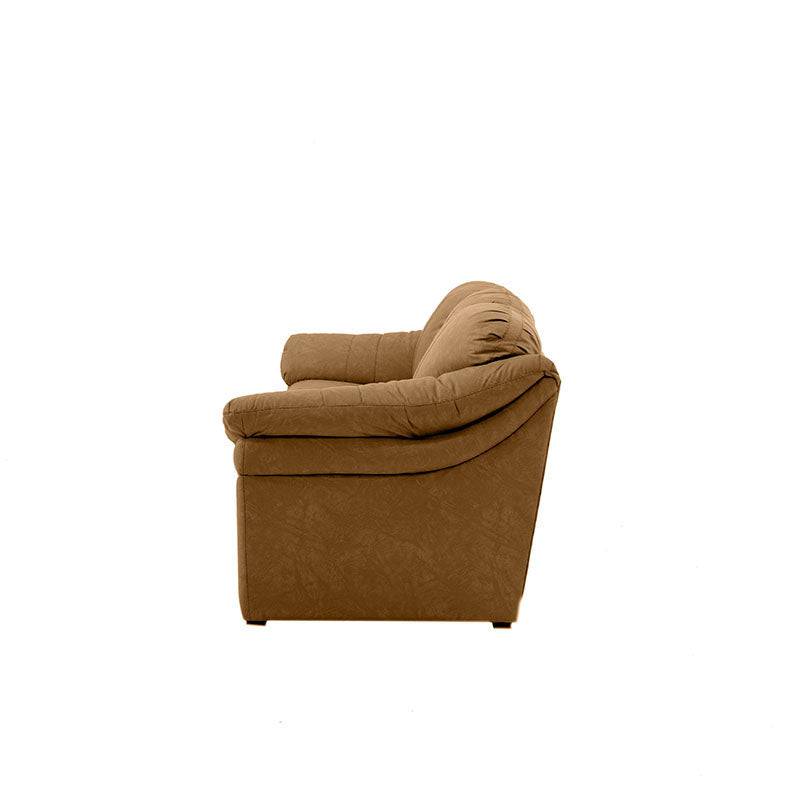 Juego de sala Marsella en cuero con sofá, loveseat y sillón en color café latte, con diseño moderno y elegante.
