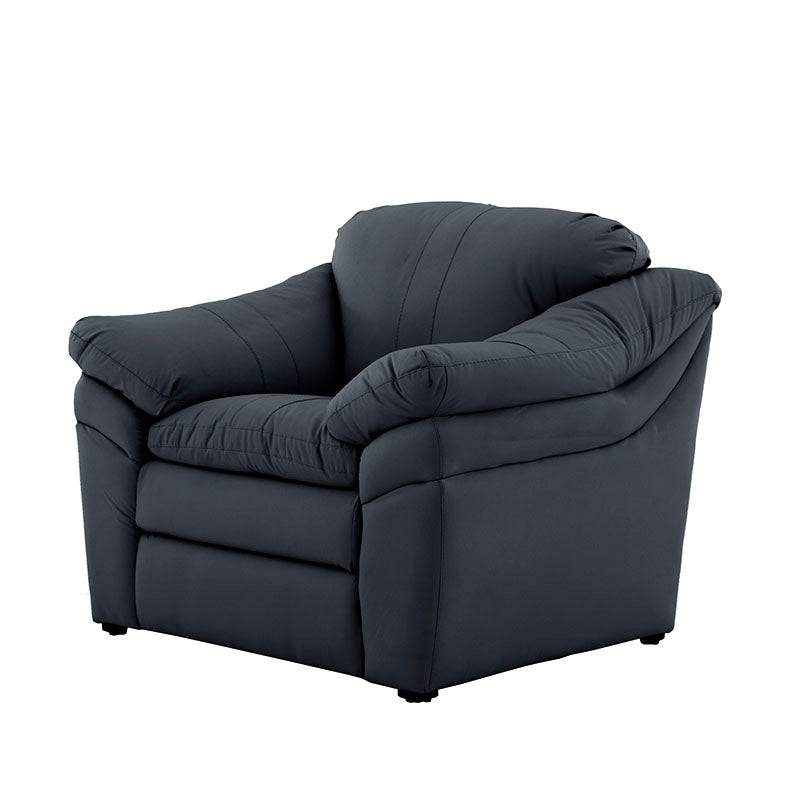Juego de sala Marsella de cuero en tonos café latte, incluye sofá, loveseat y sillón con diseño moderno.