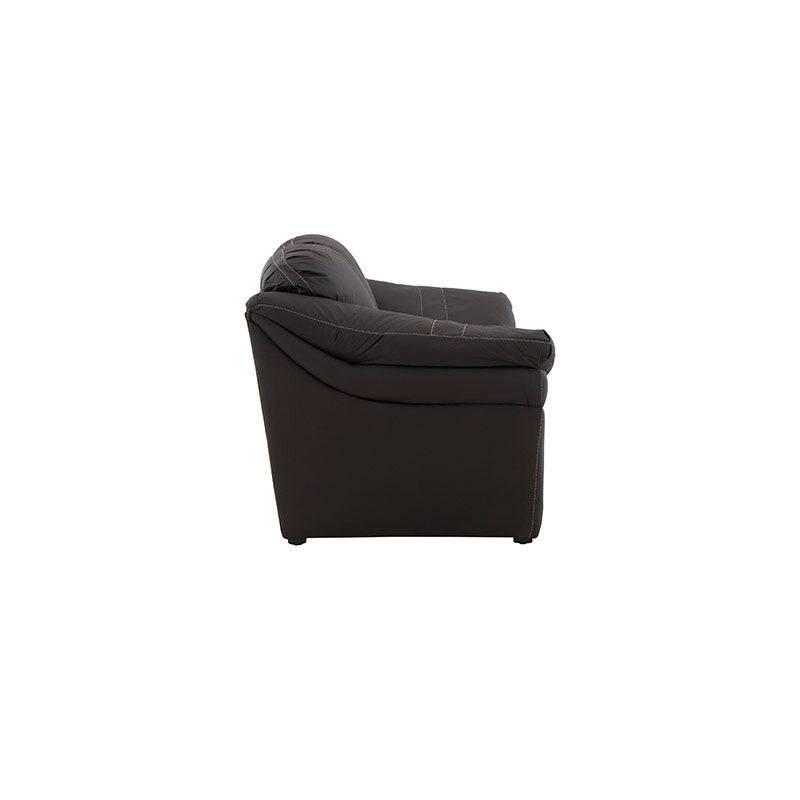 Juego de sala Marsella en cuero en tono café latte con sofá, loveseat y sillón, muebles elegantes y cómodos.