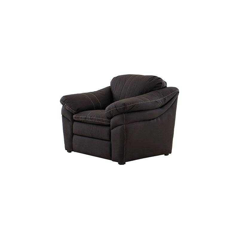 Juego de sala Marsella de cuero en color café latte, incluye sofá, loveseat y sillón con detalles en cuero y tapizado cómodo.