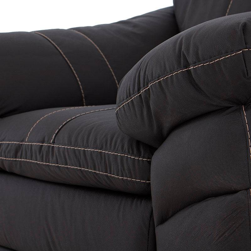 Juego de sala Marsella de cuero en tono café latte con sofá, love seat y sillón, en estilo moderno y elegante.