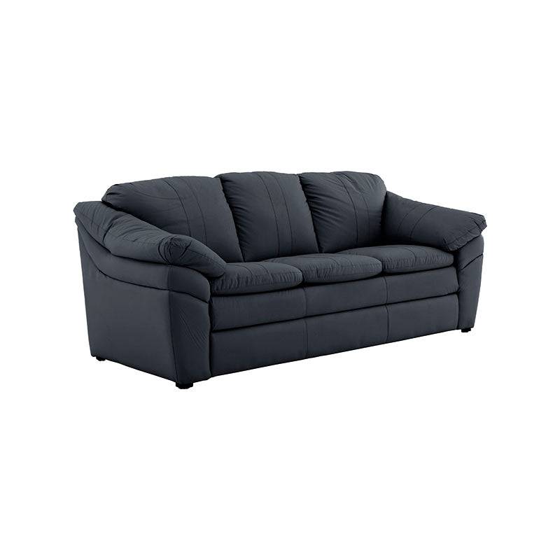 Juego de sala Marsella de cuero en tonos café latte, incluye sofá, loveseat y sillón, con diseño elegante y moderno.