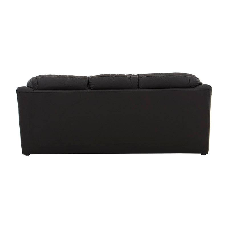 Juego de sala Marsella de cuero en tono café latte, incluye sofá, loveseat y sillón con detalles de textura suave.