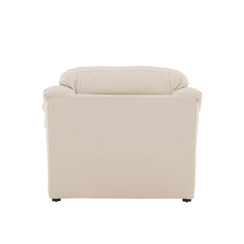 Juego de sala Marsella de cuero con sofá, love seat y sillón en tono café latte, con detalles en cuero tacto.