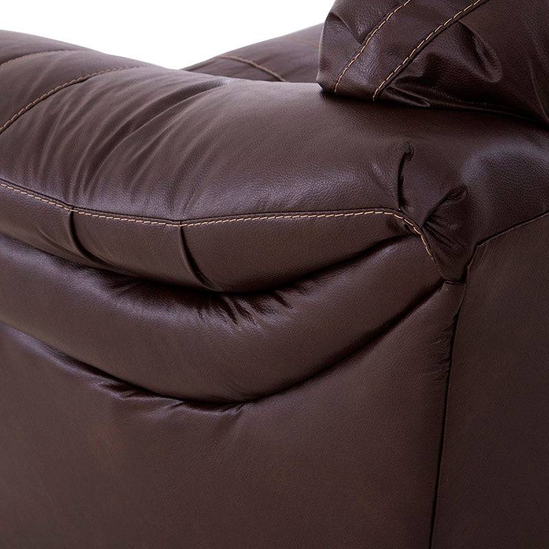 Juego de sala Marsella de Deurope, sofá, loveseat y sillón en cuero con acabado en color café latte, diseño moderno y elegante.