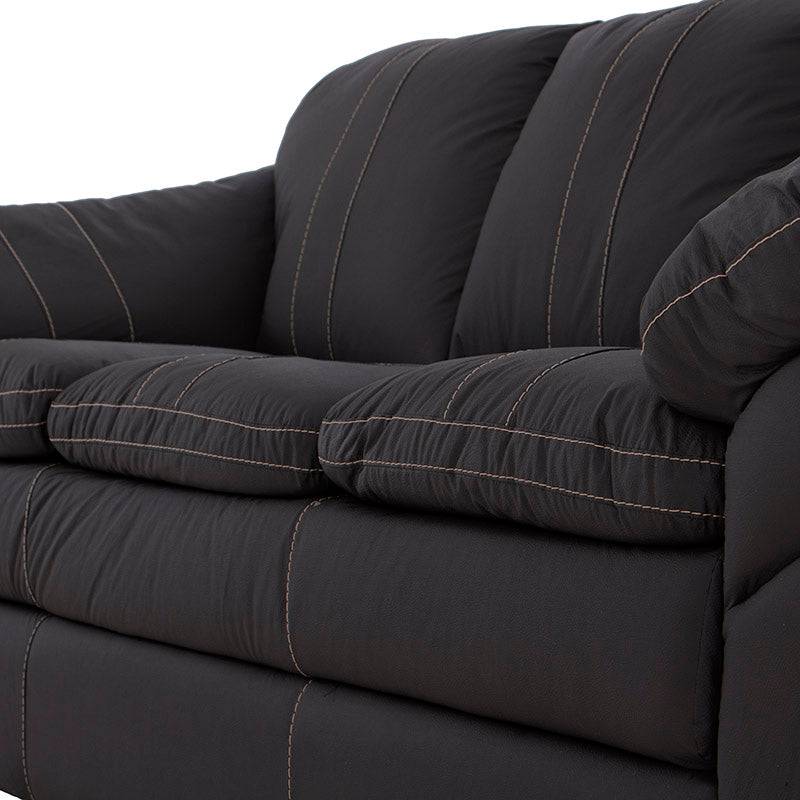 Juego de sala Marsella de cuero en tono café latte, incluye sofá, loveseat y sillón con diseño moderno y cómodo.