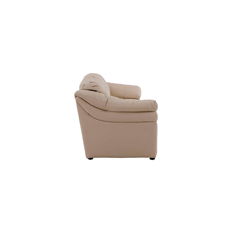 Juego de sala Marsella de deurope.com.mx con sofá, loveseat y sillón en cuero latte, estilo moderno y cómodo.
