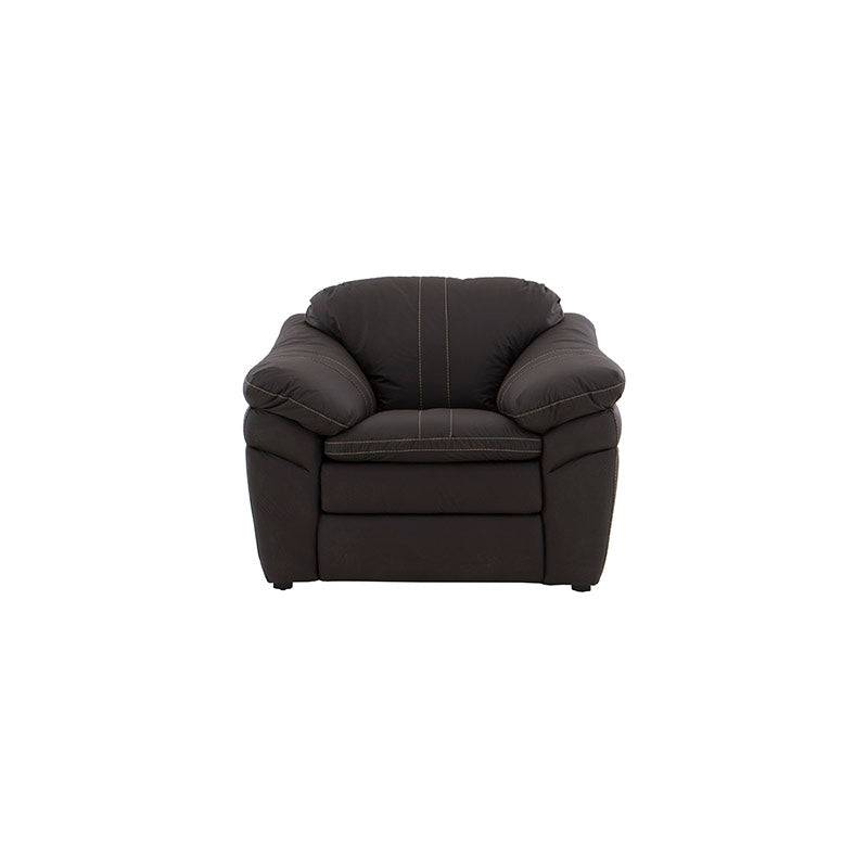 Juego de sala Marsella de cuero en tonos café latte, incluye sofá, love seat y sillón, con cojines y diseño moderno.