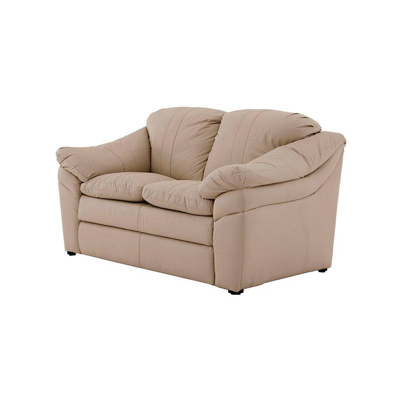 Juego de sala Marsella de cuero en color café latte con sofá, love seat y sillón, muebles elegantes y cómodos para sala.