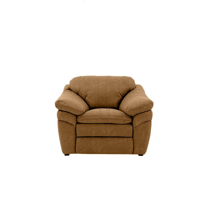 Juego de sala Marsella de cuero en tonos café latte, incluye sofá, loveseat y sillón con diseño moderno y cómodo.
