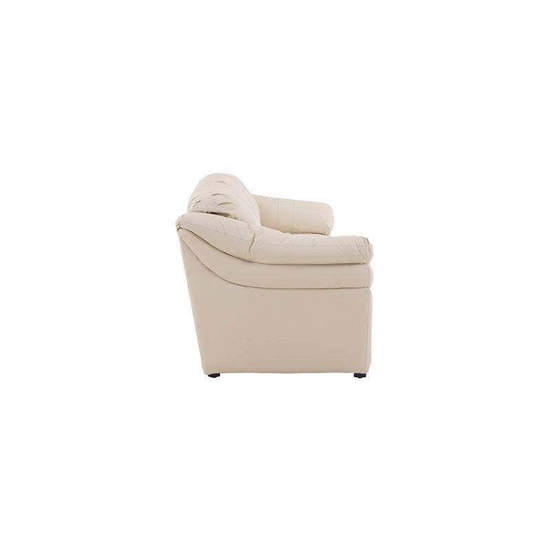Juego de sala Marsella de cuero en color café latte con sofá, love seat y sillón, estilo elegante y moderno.