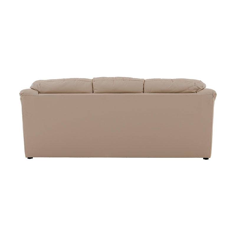 Juego de sala Marsella en cuero top en tonos café latte, incluye sofá, love seat y sillón, con diseño moderno y elegante.