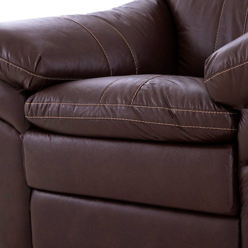 Juego de sala Marsella de Deurope con sofá, love seat y sillón en piel en tonos café latte, con detalles elegantes y cómodos.