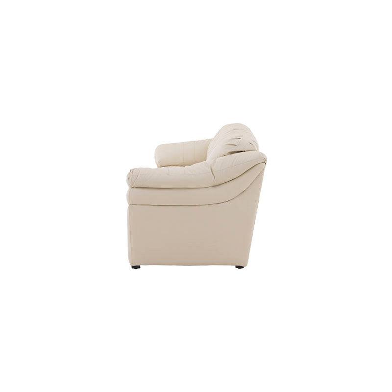 Juego de sala Marsella de Deurope con sofá, loveseat y sillón en cuero en tono café latte, con detalles en cuero to touch.