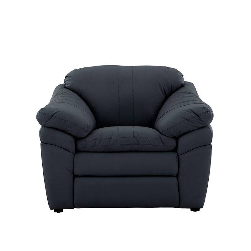 Juego de sala Marsella de cuero en color café latte con sofá, loveseat y sillón, con estructura moderna y comodidad.