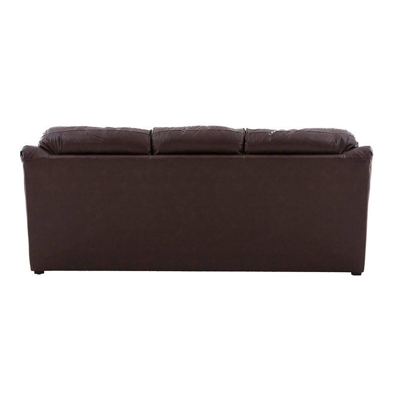 Juego de sala Marsella de cuero en tono café latte, incluye sofá, loveseat y sillón, con diseño moderno y cómodo.
