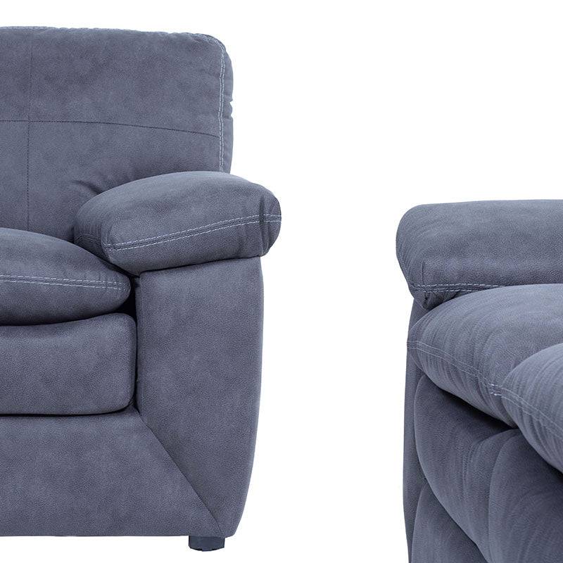 Sala Calvin de estilo moderno en tela gris con cojines decorativos, perfecta para sala de estar.