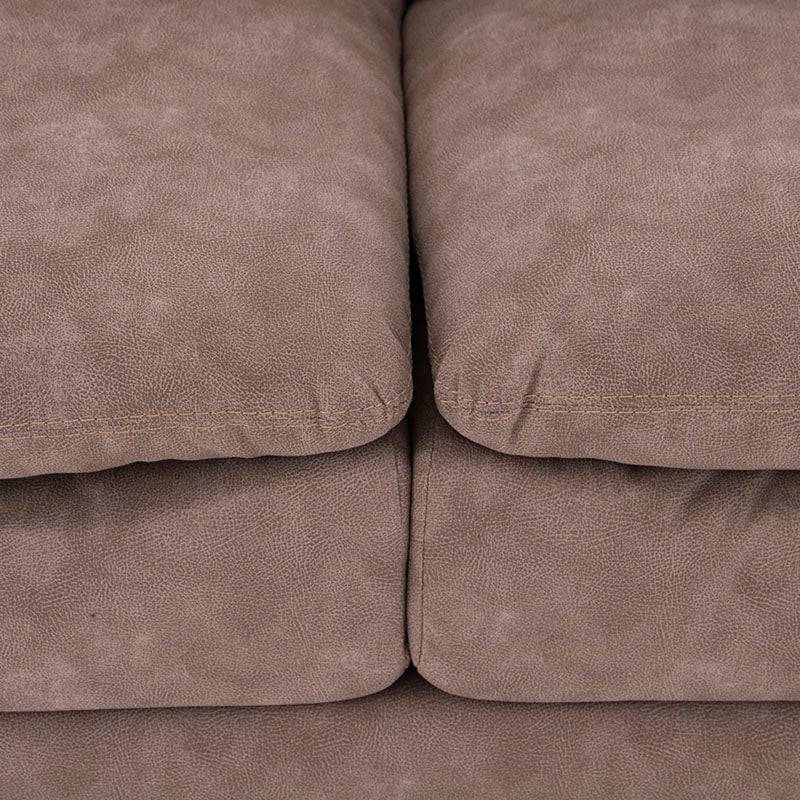 Sala Calvin de Deurope, conjunto de sofás modernos con cojines en tonos neutros, ideal para sala de estar elegante.