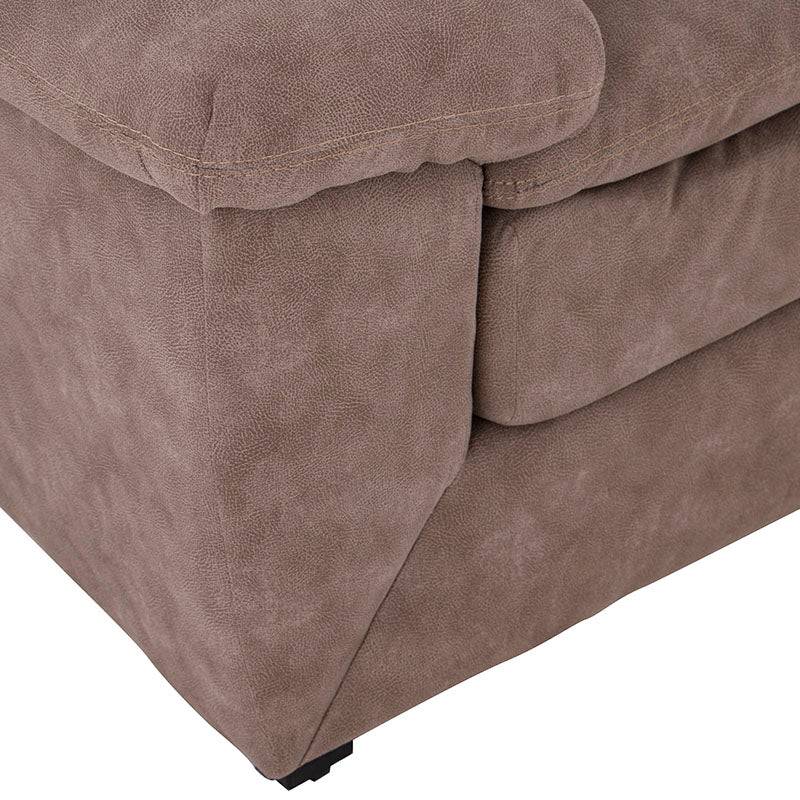 Sala Calvin de diseño moderno en tela gris, con cojines y estructura de madera, ideal para sala de estar elegante.