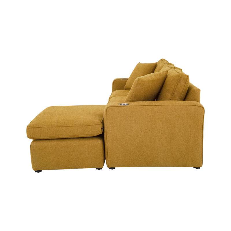 Sala Selena Amarillo de Deurope.com.mx, mueble de sala moderna con cojines en color amarillo y estructura resistente.