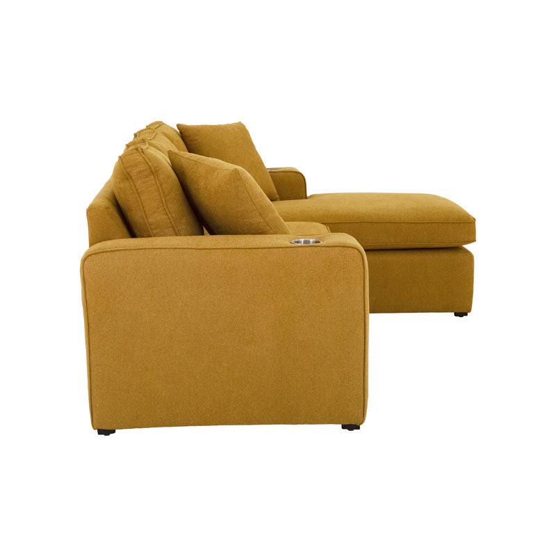 Sala Selena Amarillo de la marca deurope.com.mx, conjunto de sala moderna con cojines y estructura en color amarillo brillante.