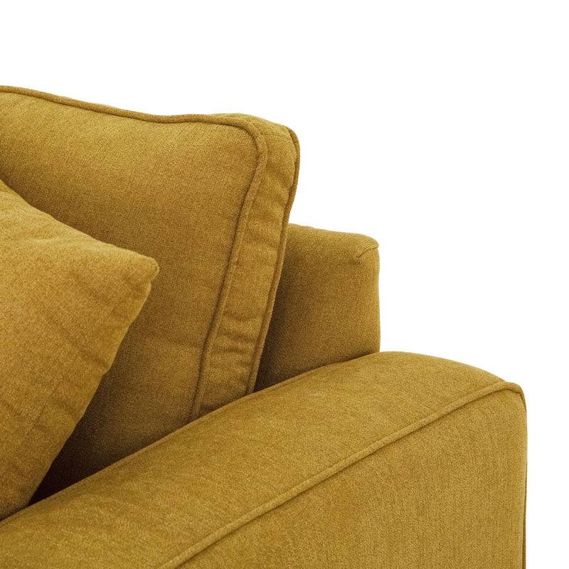 Sala Selena amarilla de Deurope, mueble de sala moderna con cojines y estructura en color amarillo brillante.