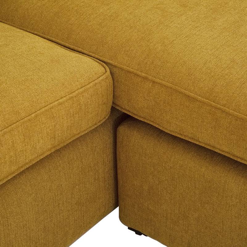 Sala Selena Amarillo de Deurope.com.mx, conjunto de muebles de sala con cojines en color amarillo brillante.