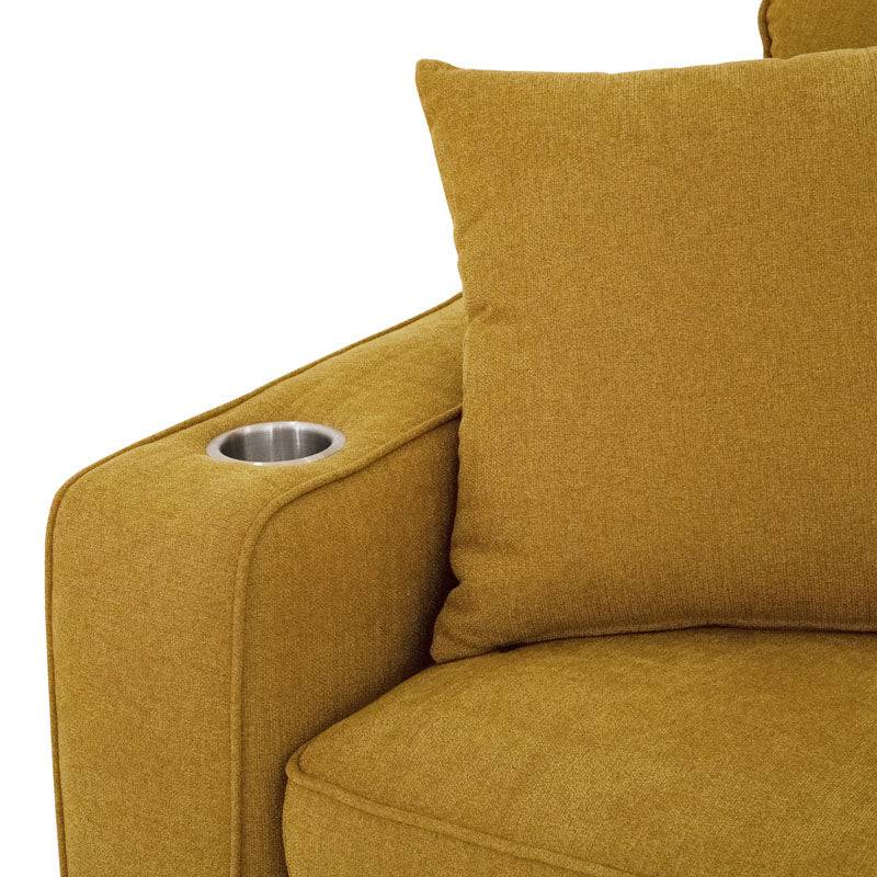 Sala Selena Amarillo de Deurope.com.mx, conjunto de sofá y sillones en color amarillo brillante, diseño moderno y cómodo.