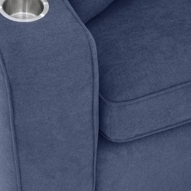 Sala Selena azul de Deurope con cojines y estructura moderna, ideal para sala de estar elegante y cómoda.