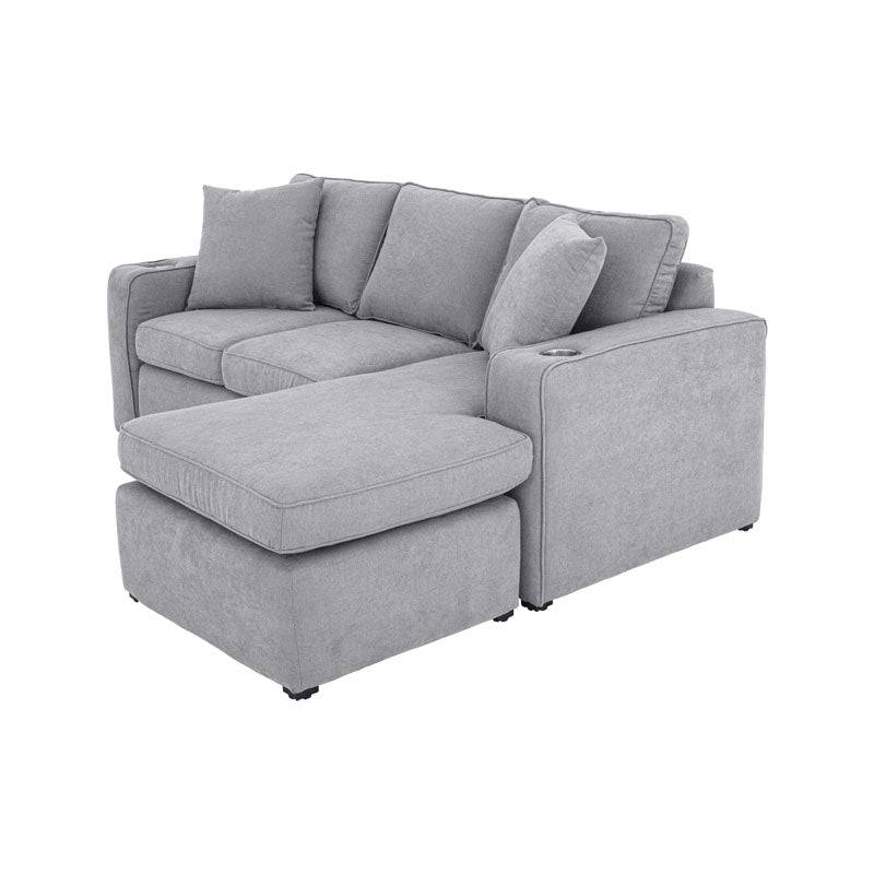 Sala Selena gris claro de deurope.com.mx, imagen que muestra el sofá de sala con cojines y estructura moderna en gris claro.