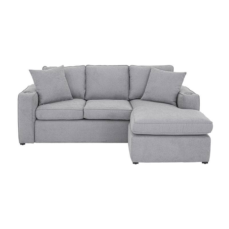 Sala Selena gris claro de Deurope con cojines y estructura moderna, ideal para sala de estar elegante y cómoda.